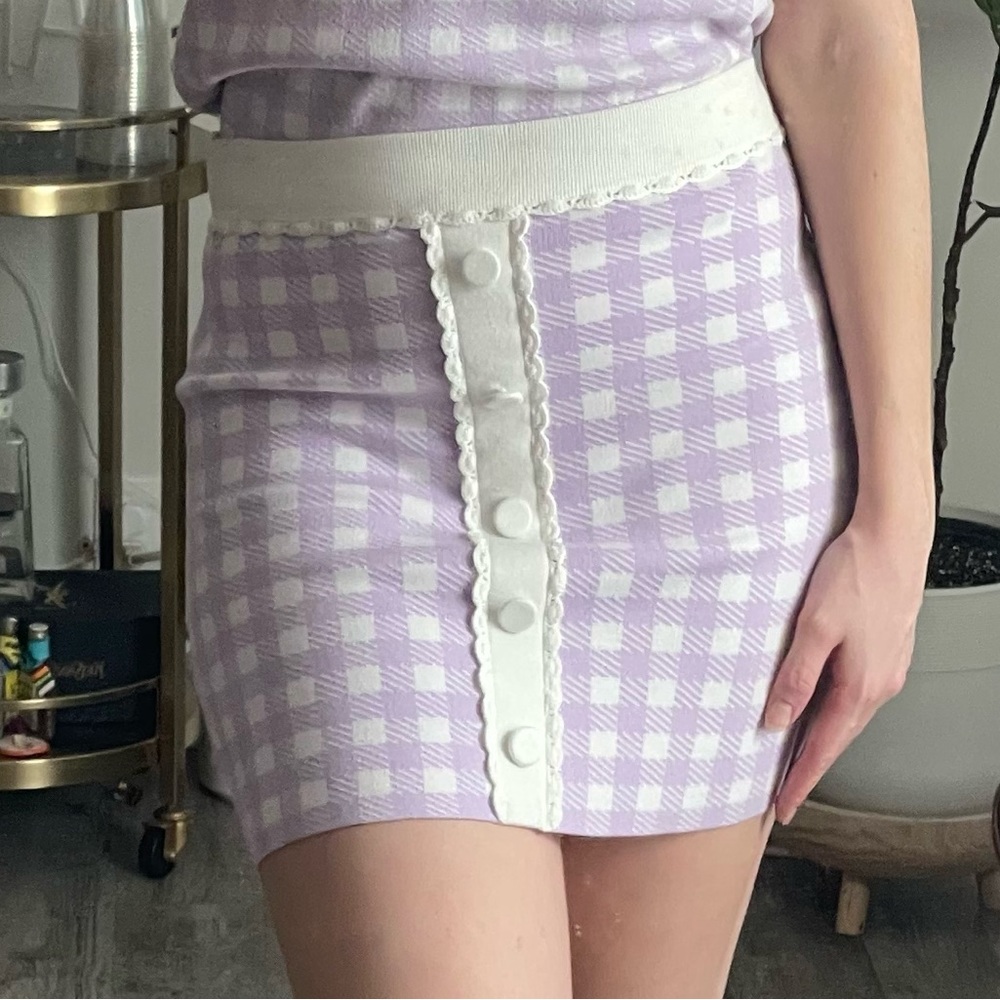 NWT Maje lavender gingham sweater skirt